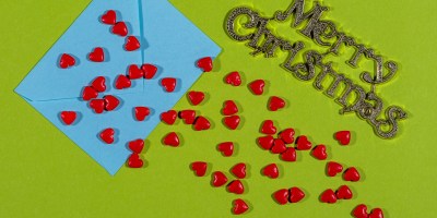 a couple of pieces of paper sitting on top of a table